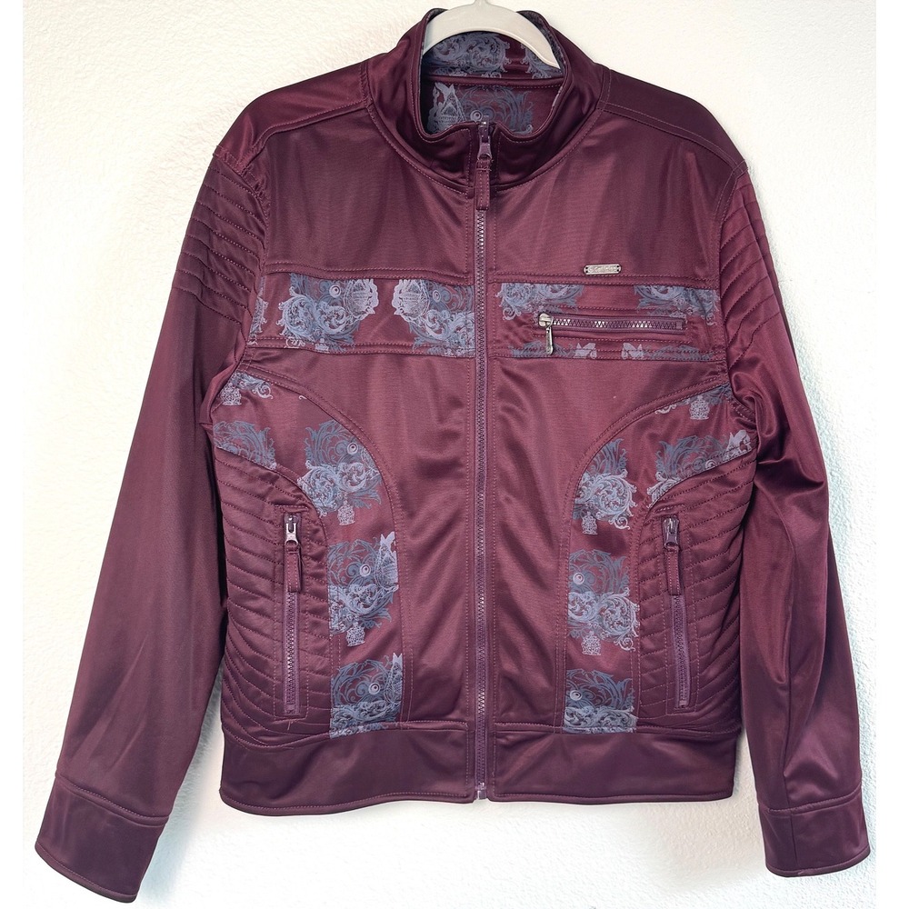 Vintage Caffeine Reversible Track Jacket Burgundy Y2k Medium